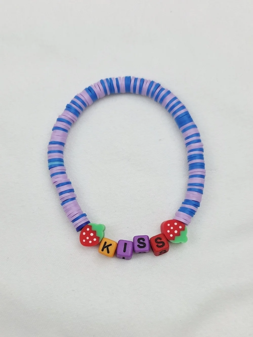 Handmade Clay Bead Strawberry Kiss Bracelet